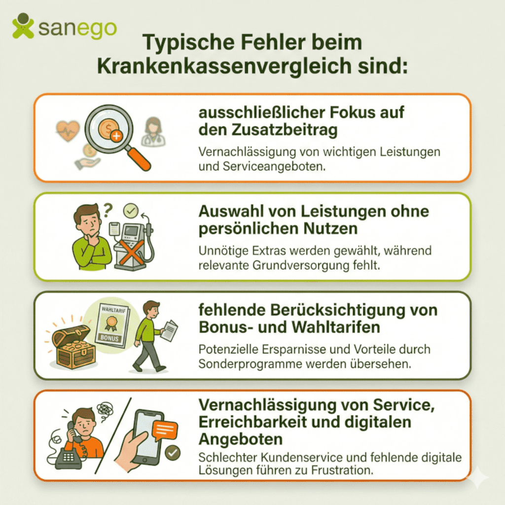 Infografik: 4 typische Fehler beim Krankenkassen-Vergleich